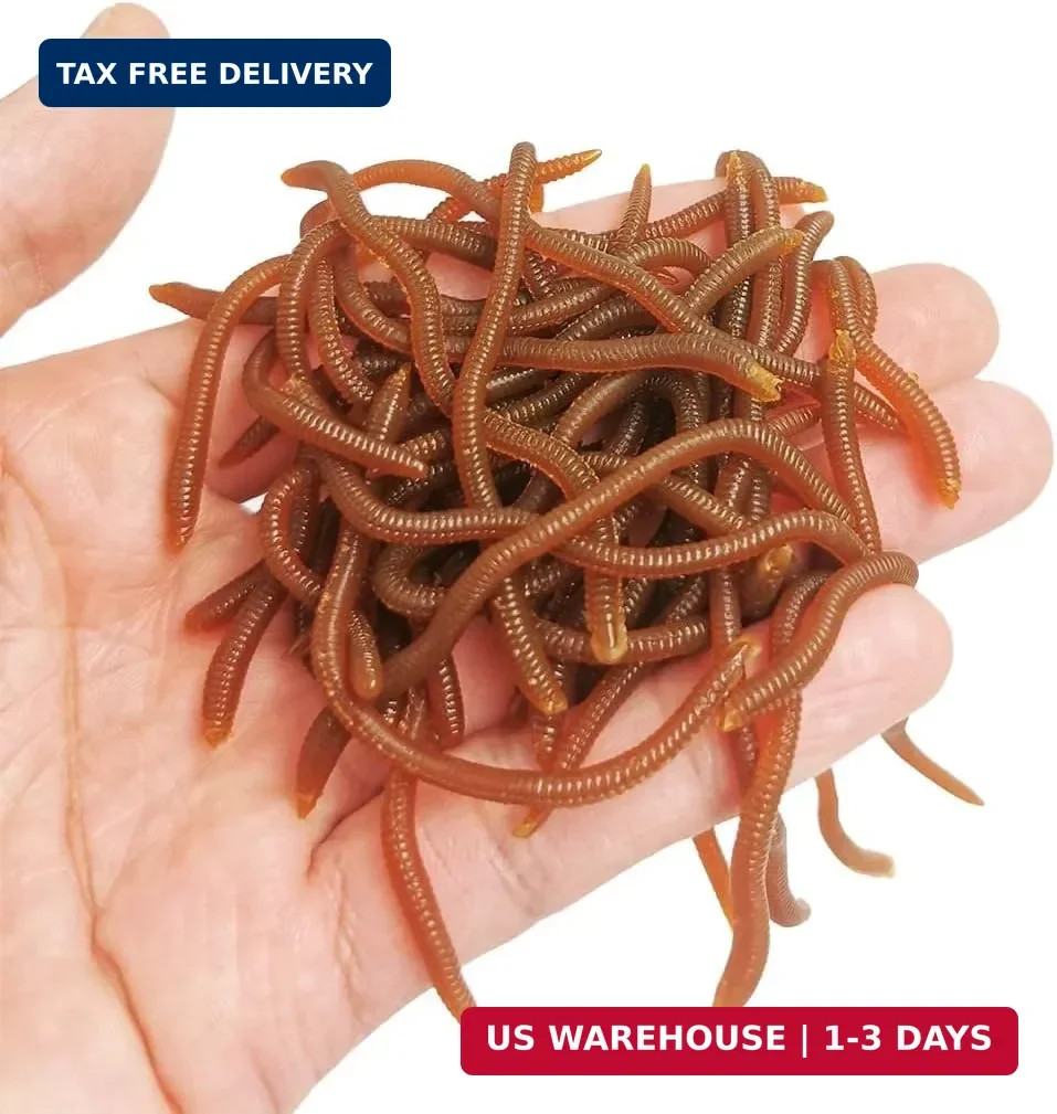 1.6in/3.3/3.9in Fishing Soft Lure Trout Worm Earthworm Bait Lifelike Fake Bloodw