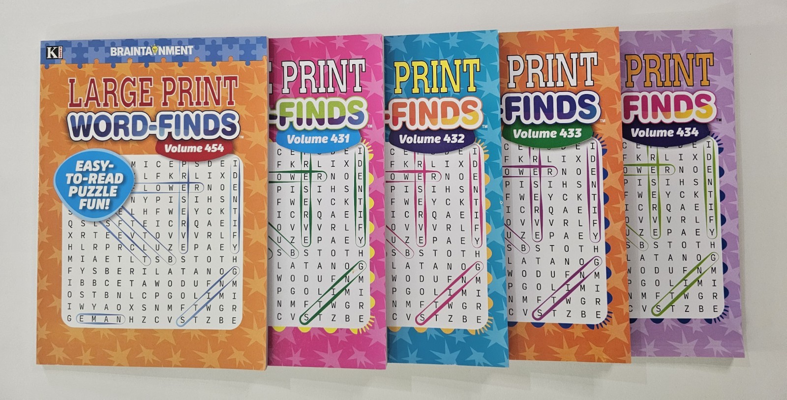 5 New Large Print Word-Finds Puzzle Books Kappa Games Vol #431-454~ Search,Hunt