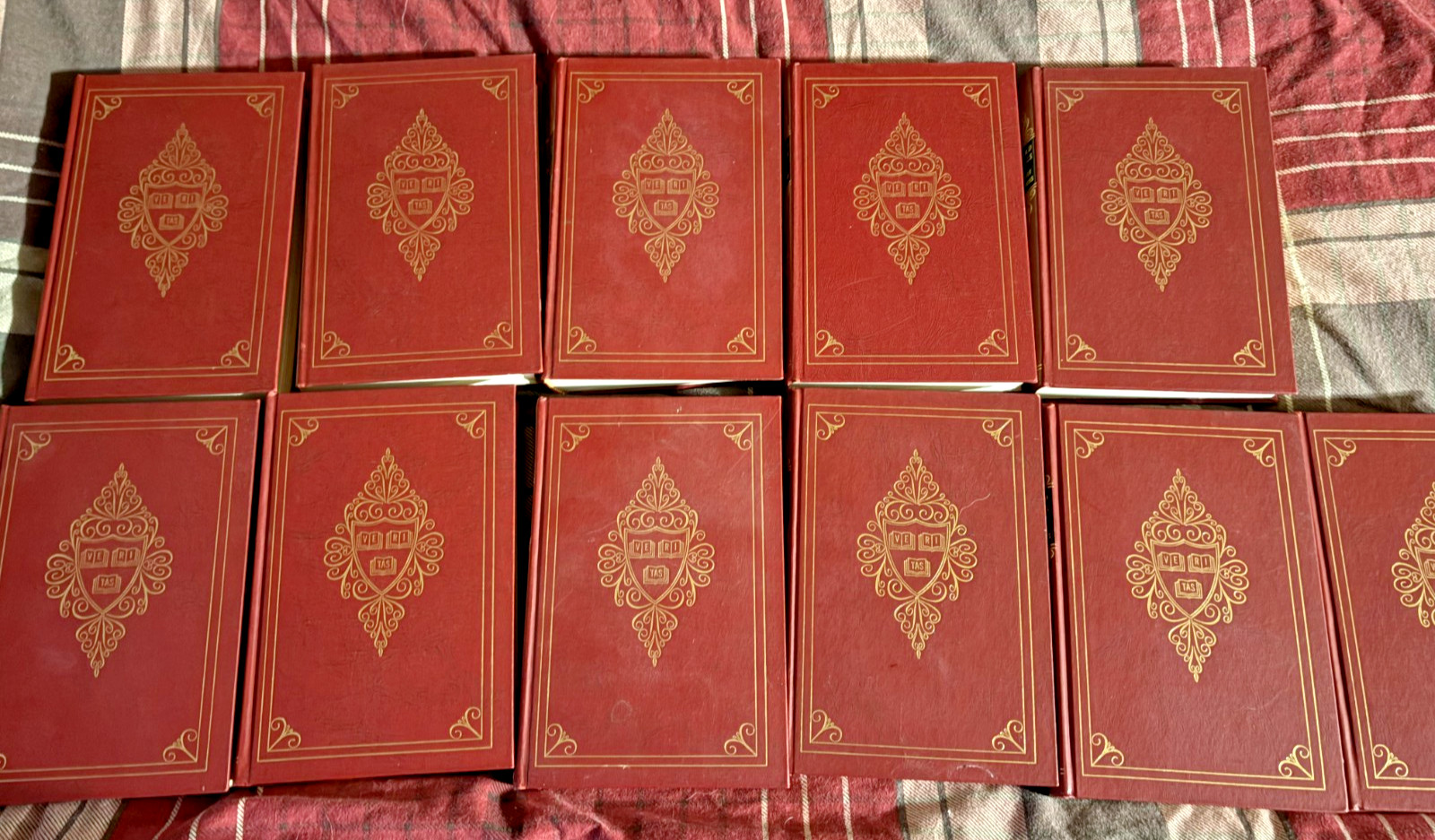 11 volumes of the Harvard Classics 5,6 8-16 red covers gilt 1965 edition VGC