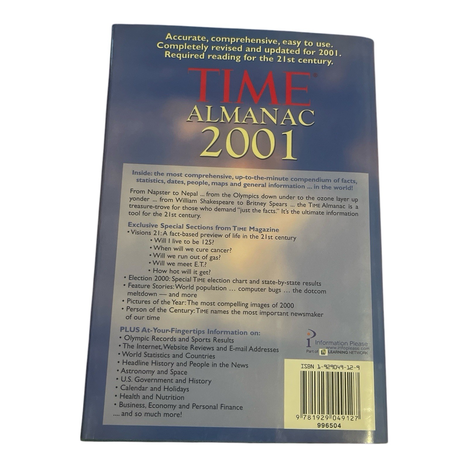 Time Almanac 2001: With Information Please Hardback 1040 Pages