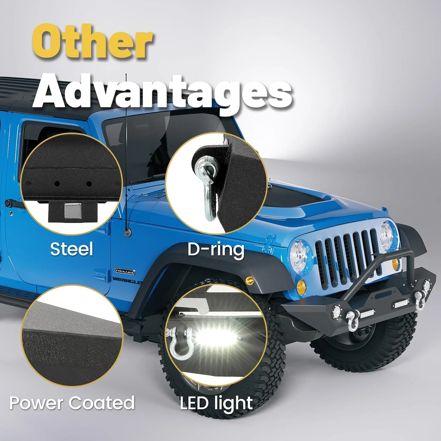‎ Front Bumper Compatible with 2007-2025 Wrangler Unlimited JL/JLU & Gladiator J
