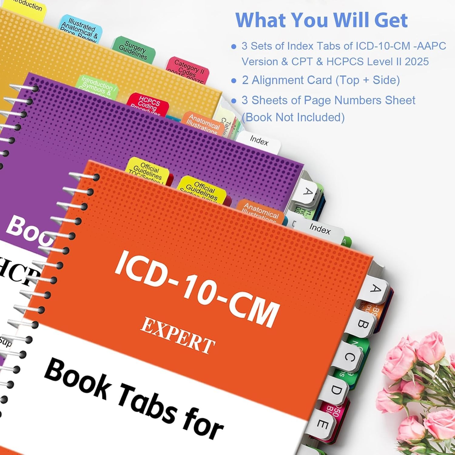 Index Tabs for CPT, AAPC Version ICD-10-CM & HCPCS Level II 2025, 3 Set Bundl…