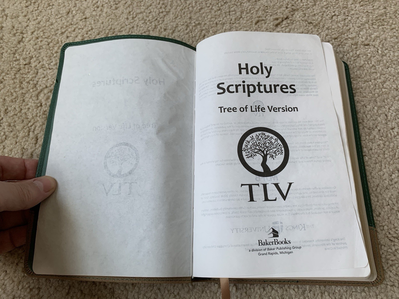 TLV Thinline Bible Holy Scripture – Green & Tan Duravella Imitation Leather