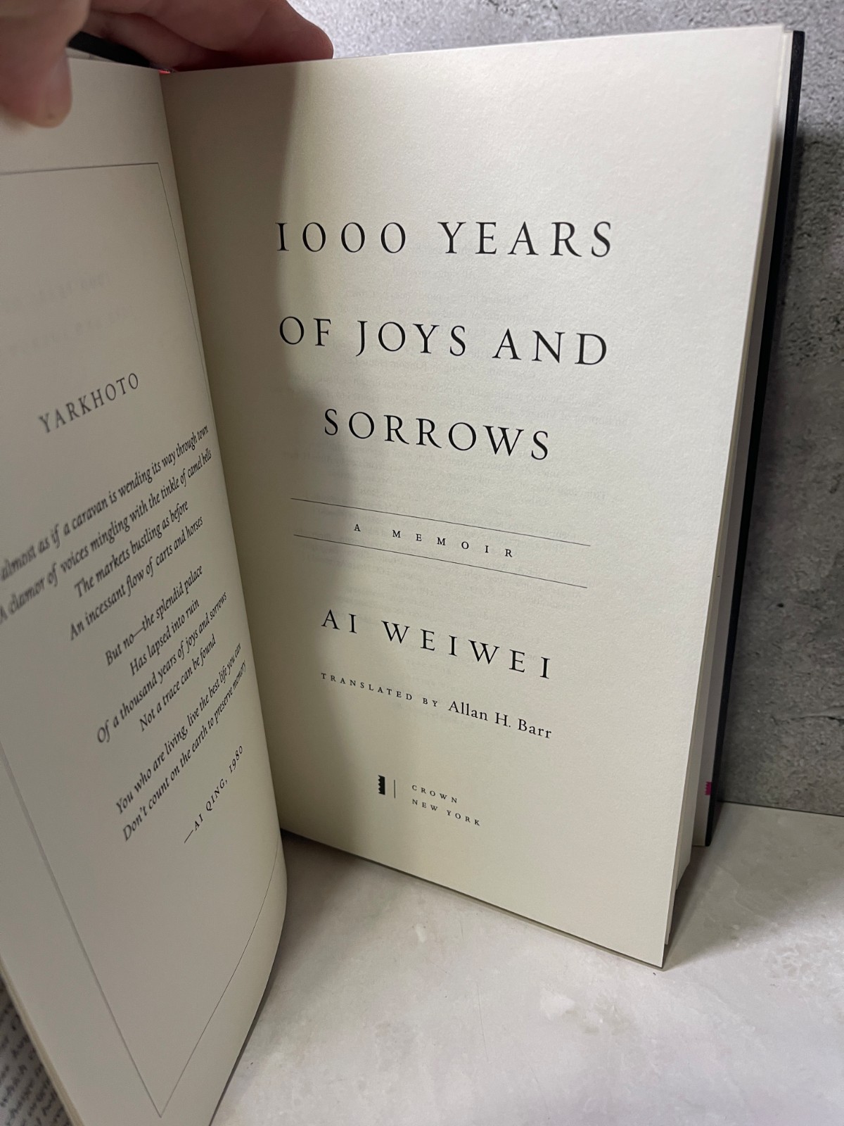 SIGNED Edition AI WEIWEI 1000 Years of Joys and Sorrows A Memoir 1st Edition