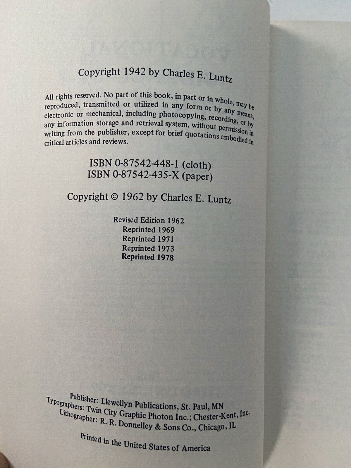 Vocational Guidance by Astrology by Charles Luntz Llewellyn Astrological….1978