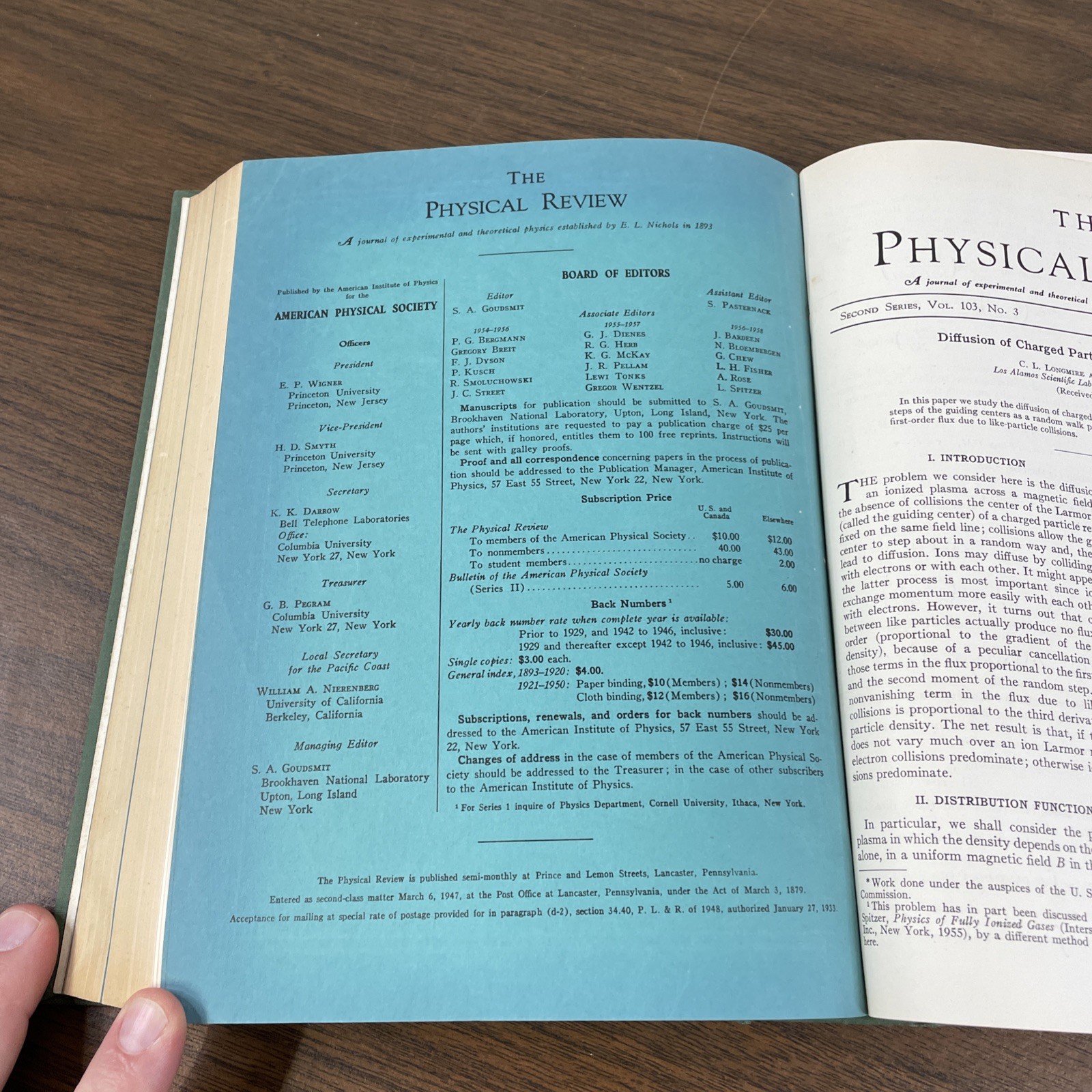 The Physical Review Journal 1956 Vol 103 1 – 838 American Physics Society