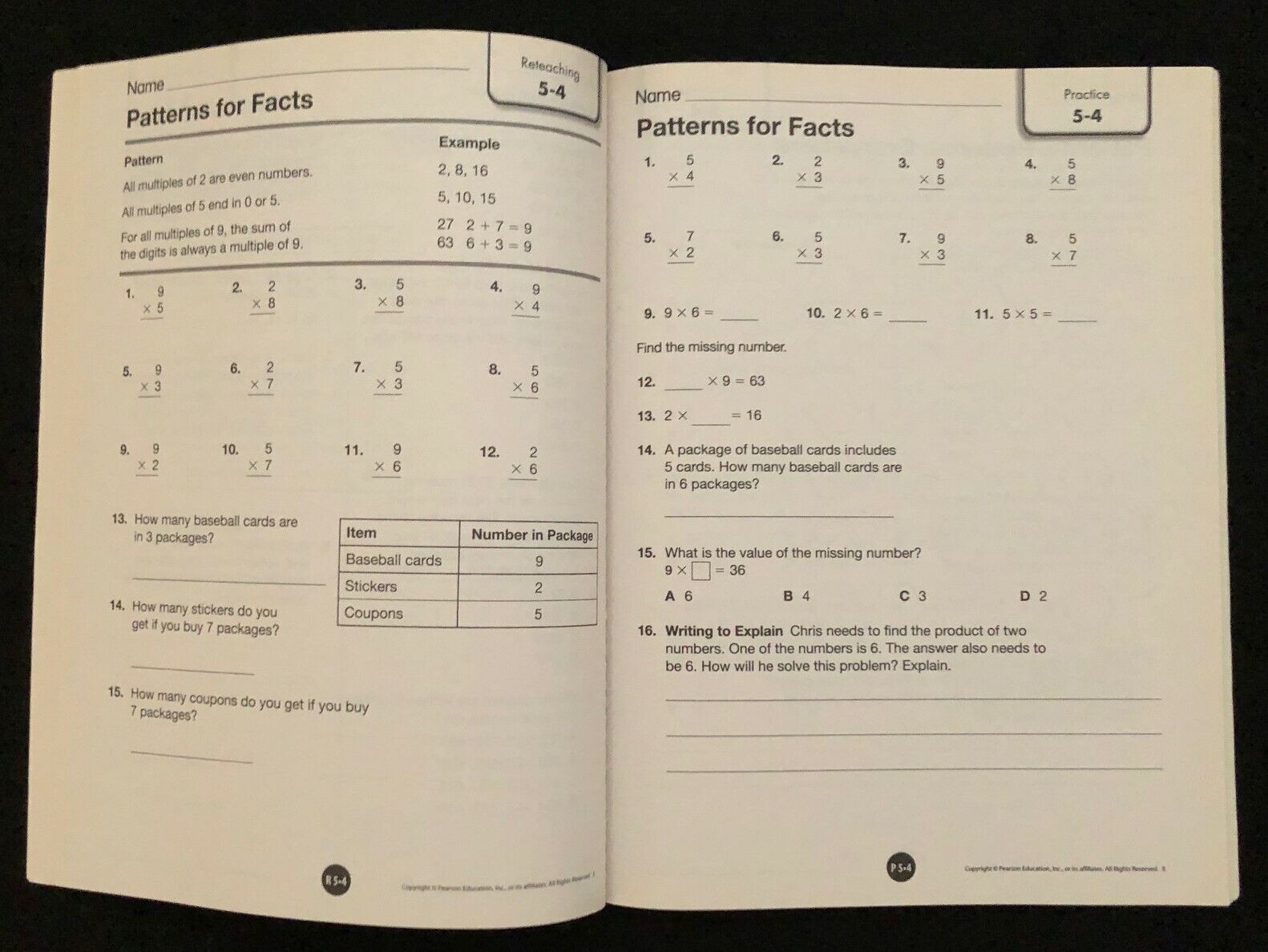 3rd Grade – TEACHER’S RESOURCE MASTERS (5 book set) (2012, Pearson)