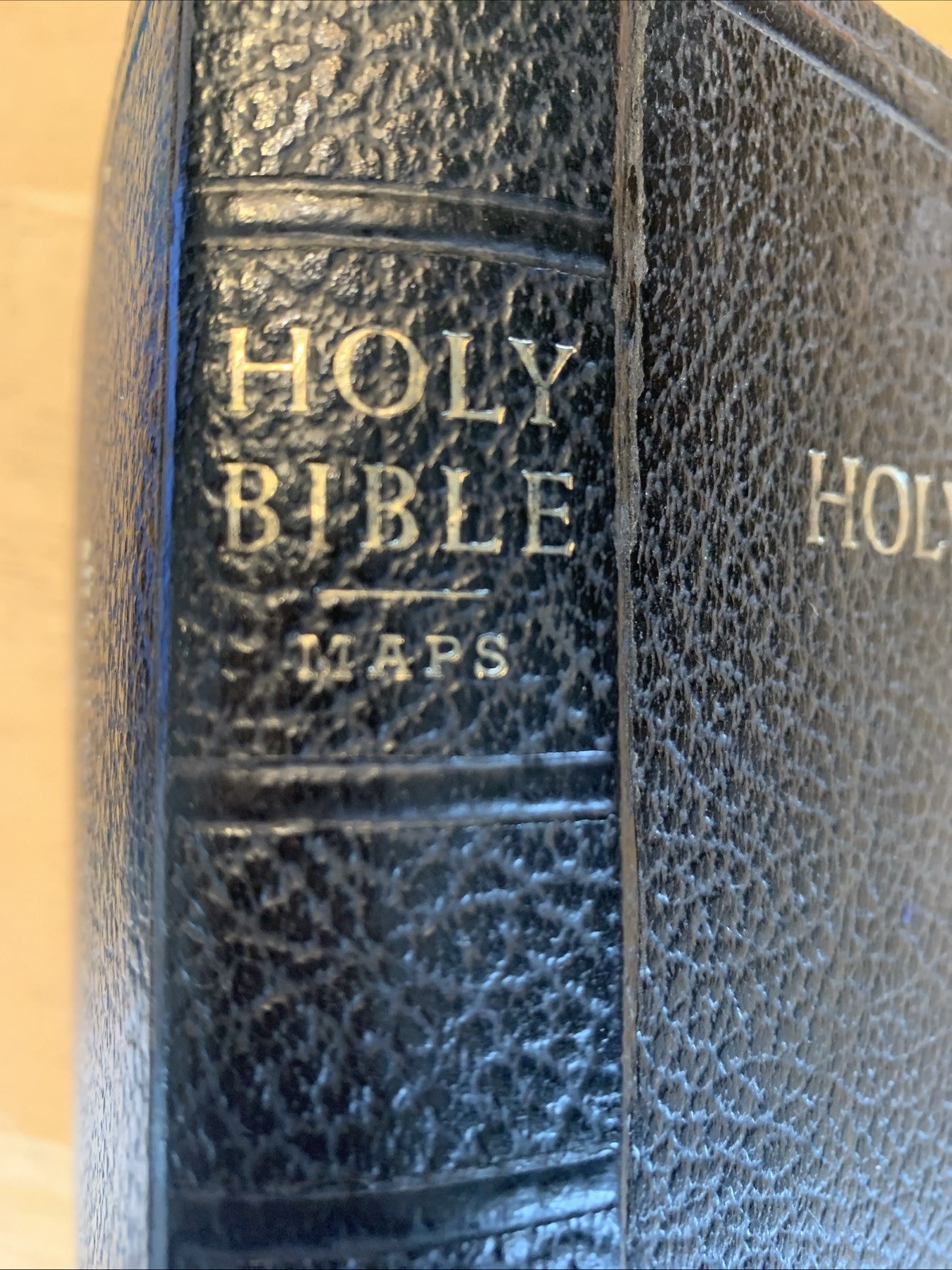 Vintage Holy Bible KJV American Bible Society Zipper Red Edges Maps Leather