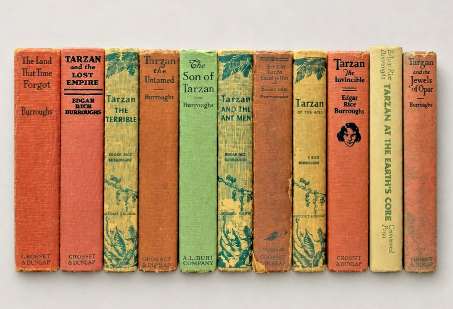 Lot of 10 Vintage Tarzan Books Edgar Rice Burroughs 1915-50s Old Hard Cover