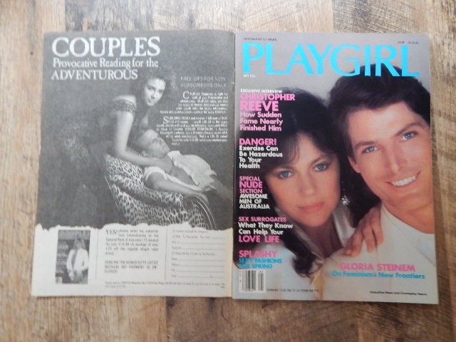 2 Vintage Playgirl Magazines-May 1985 Christopher Reeve & June 1985 Richard Gere