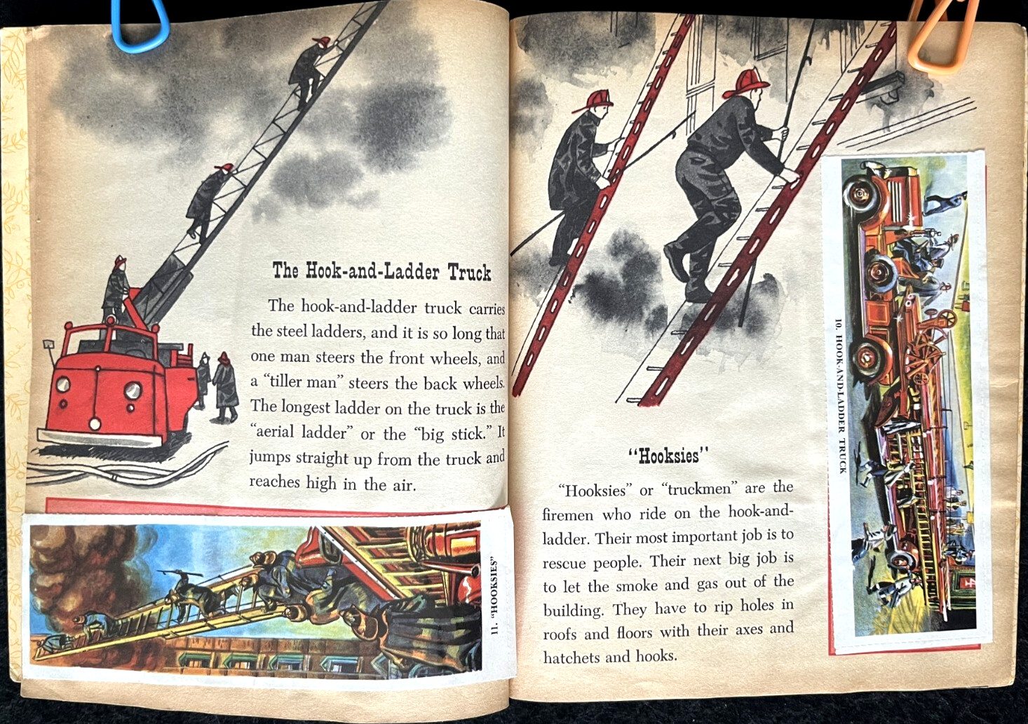 FIREMEN & FIRE ENGINES + DOG STAMPS ~ vintage Little Golden Book set, GUC