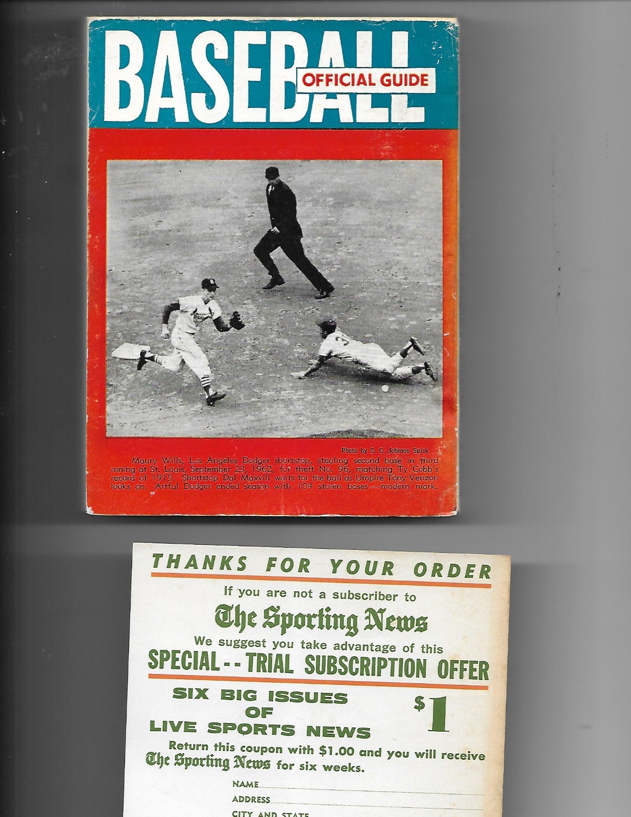 1963 SPORTING NEWS OFFICIal BASEBALL GUIDE.1st. Ed, 448 Pages, Ill., CLEAN Copy