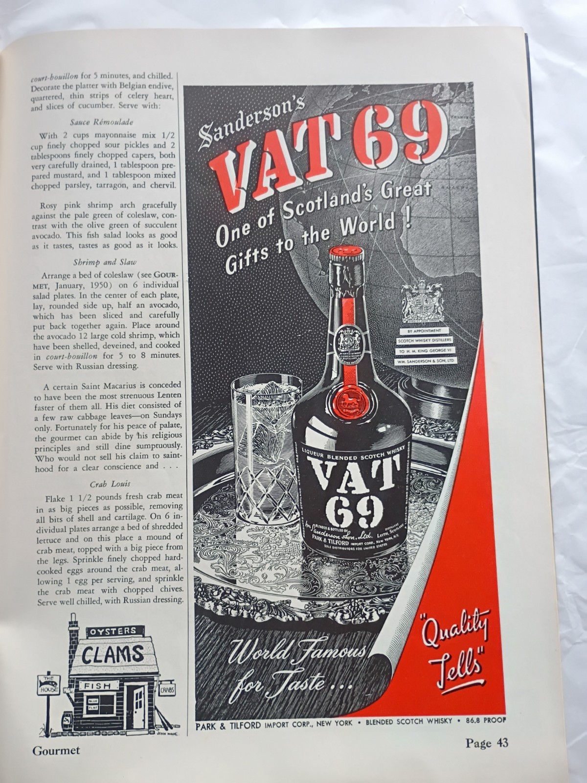 Gourmet Magazine March 1950 Very Good (1075)