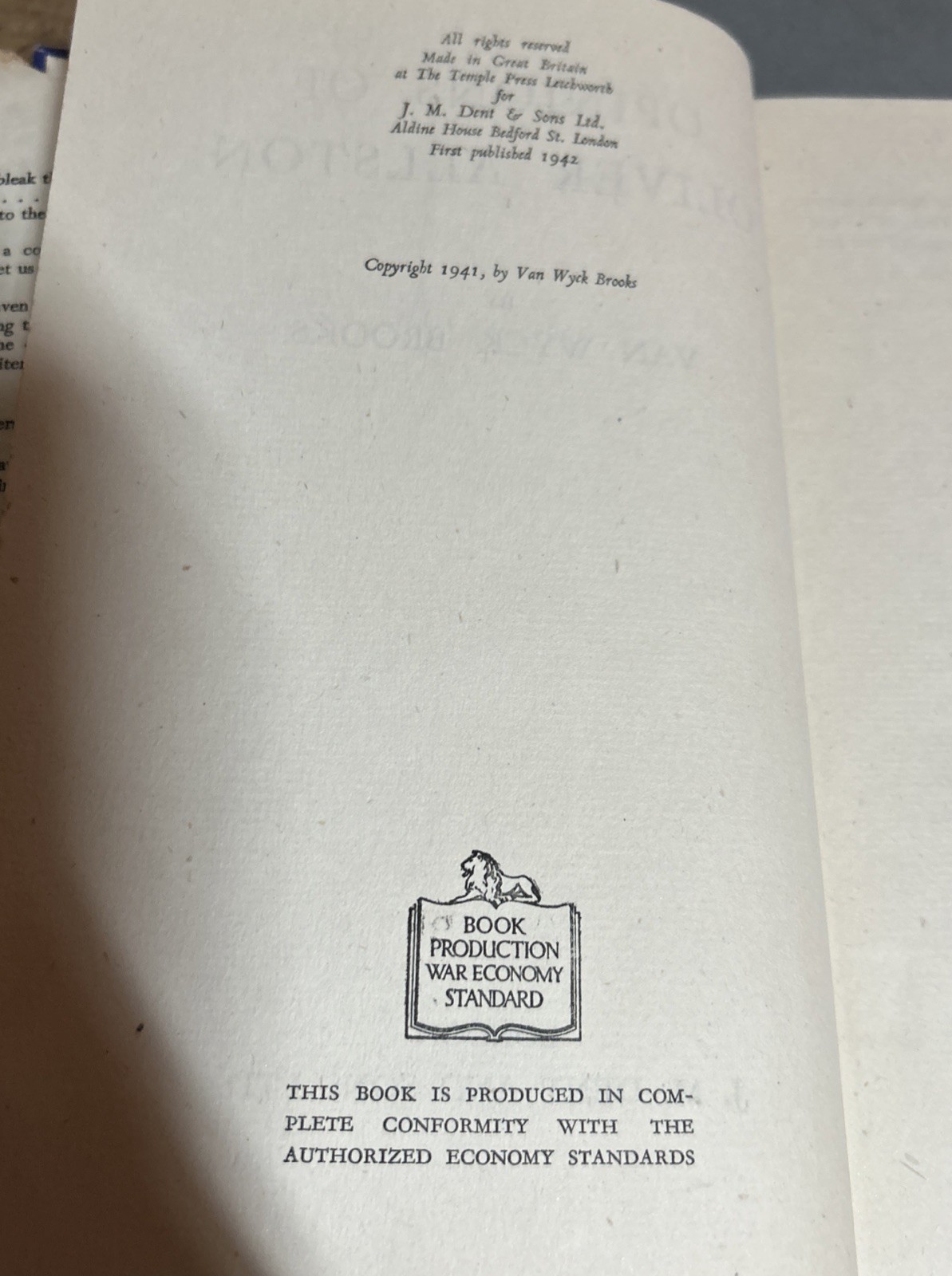 Van Wyck Brooks OPINIONS OF OLIVER ALLSTON E. P. Dutton 1942 1st Edition HB