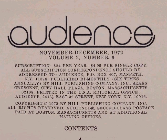 Audience: November-December 1972, Volume 2, Number 6