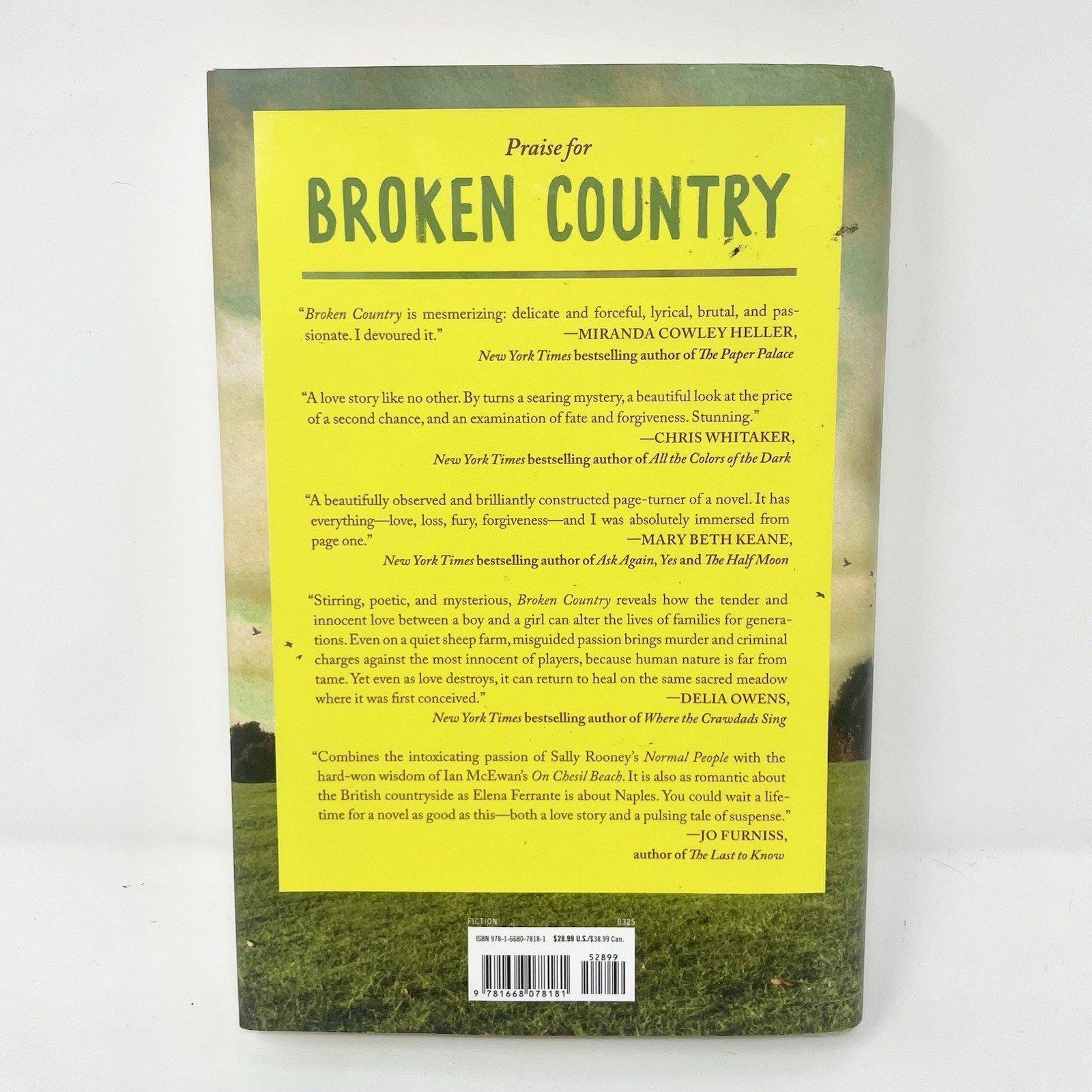 Broken Country by Clare Leslie Hall (HC Fiction Romance) Simon & Schuster 2025