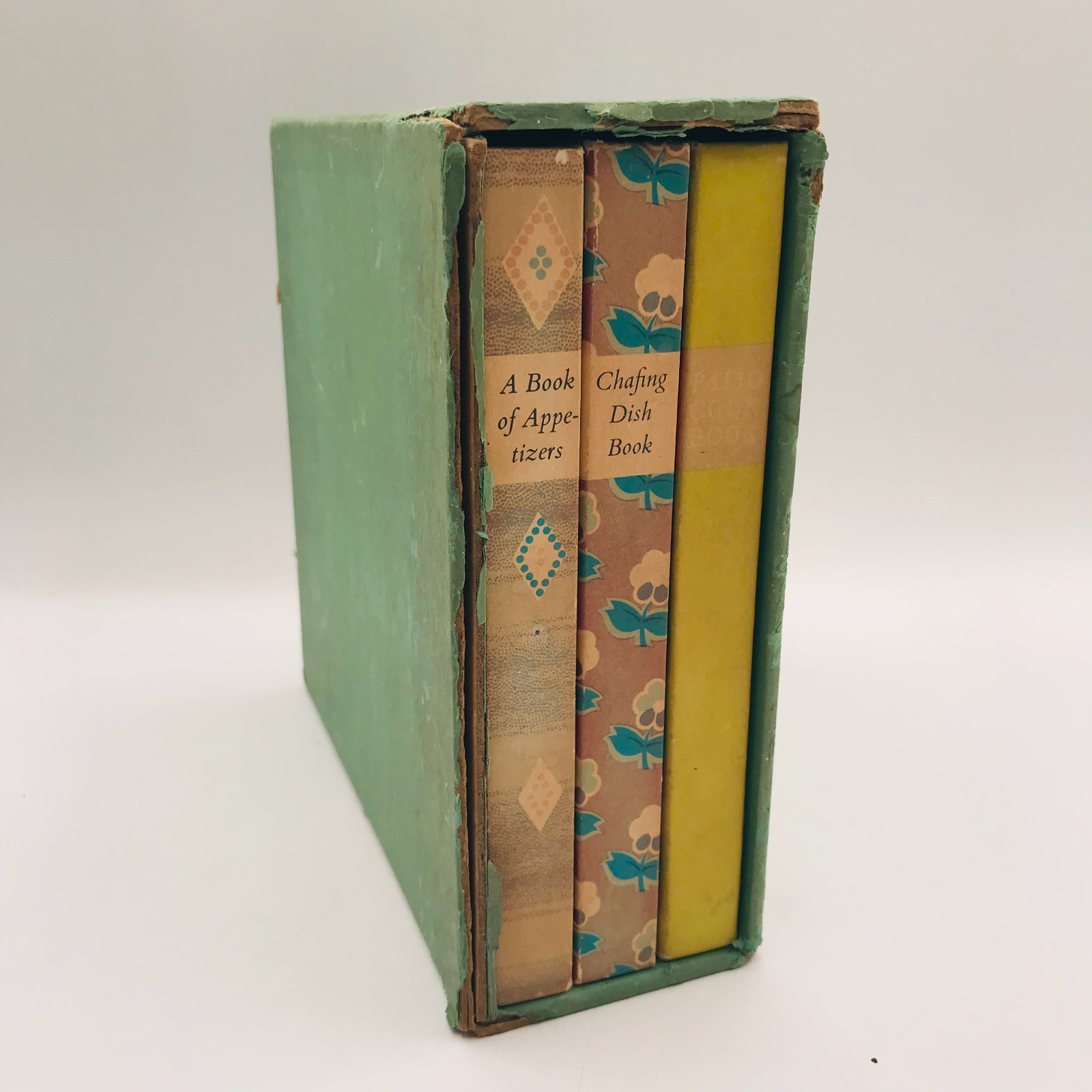 Vtg Helen Evans Brown Cookbook Box Set of 3: Patio, Chafing Dish, & Appetizers
