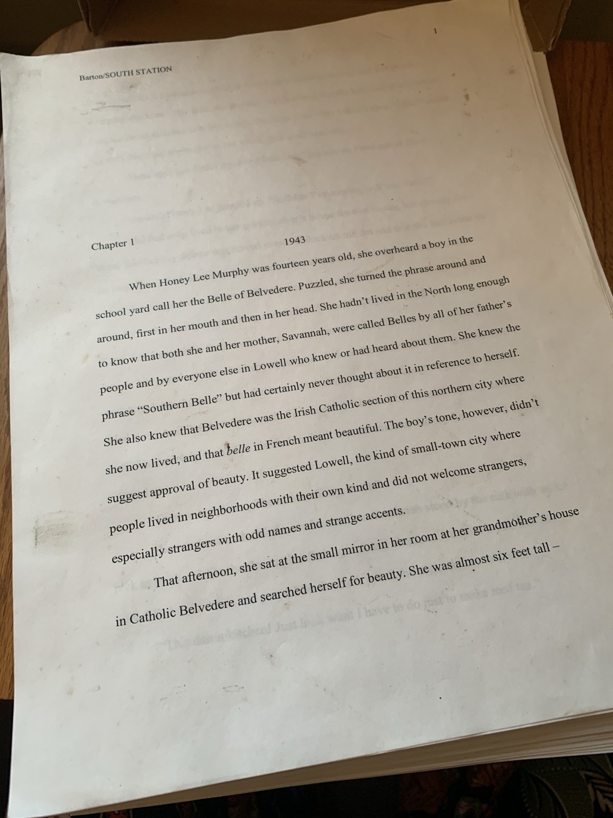 RARE Original Manuscript Typed “South Station” by Alice Barton Book 382 pages
