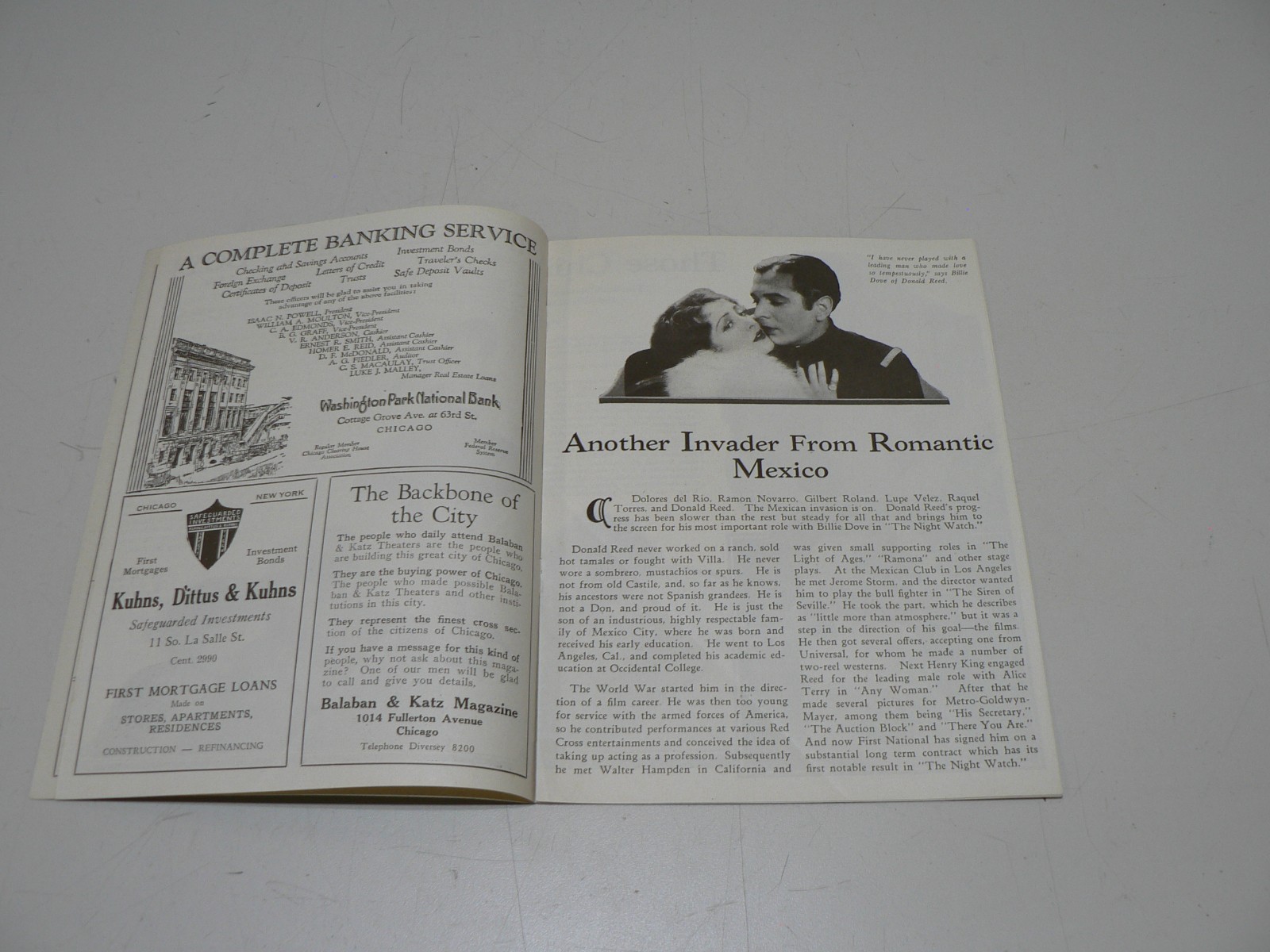 Vintage 1920’s Balaban & Katz Magazine Clara Bow Front Cover