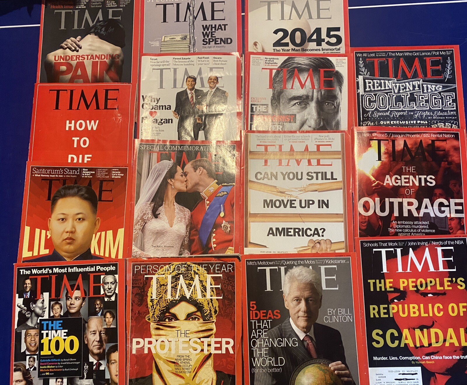TIME MAGAZINES Lot Of 14 2011-2012 ISSUEs ~ ROYAL WEDDING,The Protester, 100 ppl