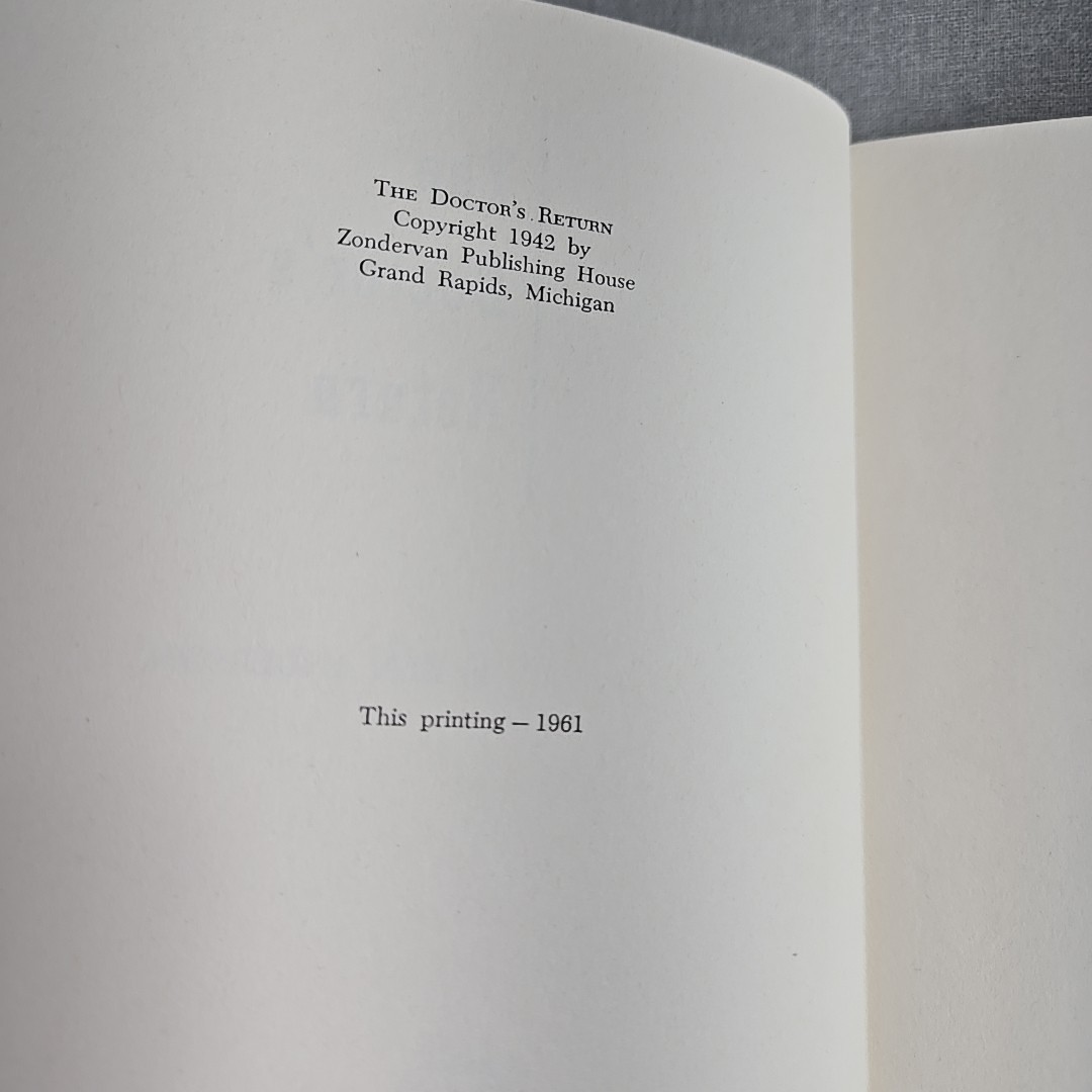 The Doctor’s Return Ken Anderson 1961 Vintage Hardcover Dust Jacket