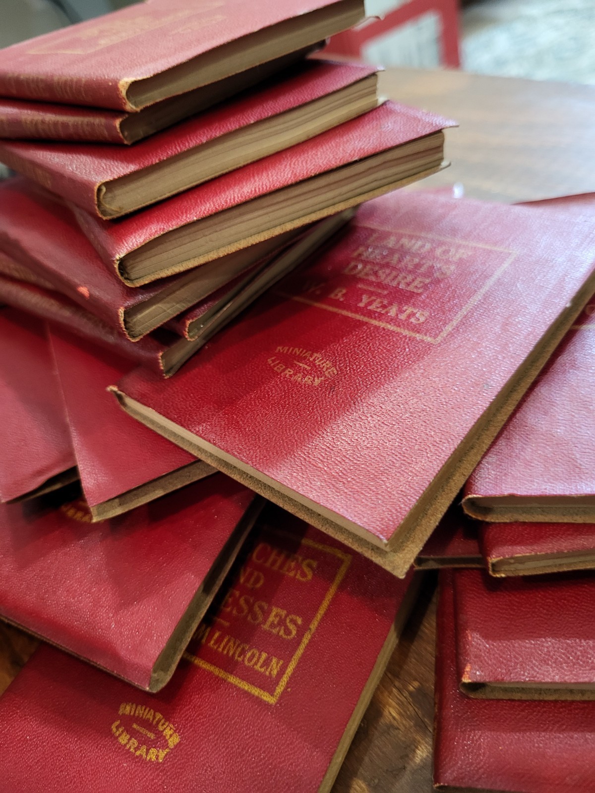 Lot of 66 Vintage 1920s Little Leather Library Miniature Red Books Collection