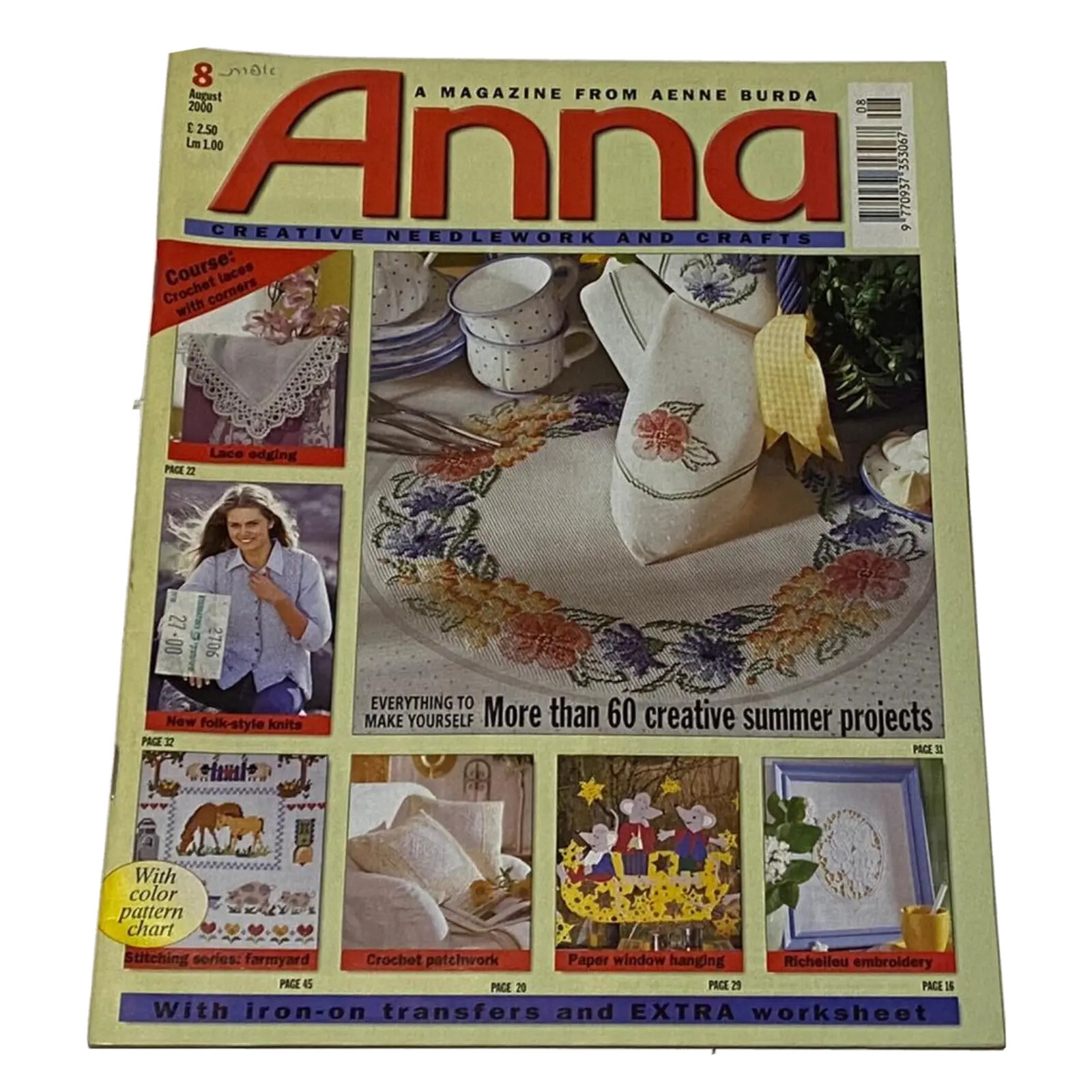 Vintage ANNA Burda Knitting & Needlecrafts Magazine AUG 2000,Creative Projects