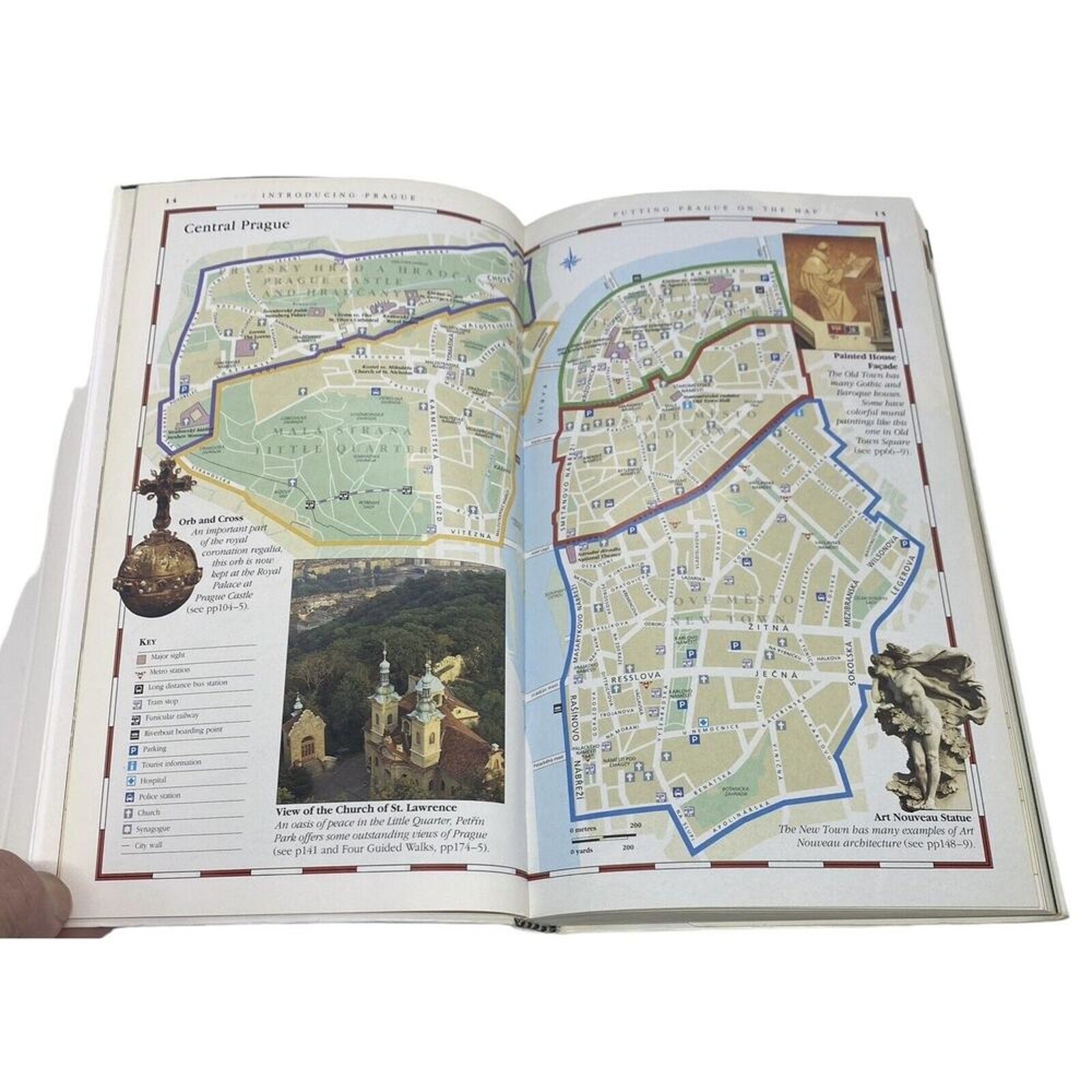 Prague: DK Eyewitness Travel Guides 1st American Ed. 1994 Maps Photos 264 Pages