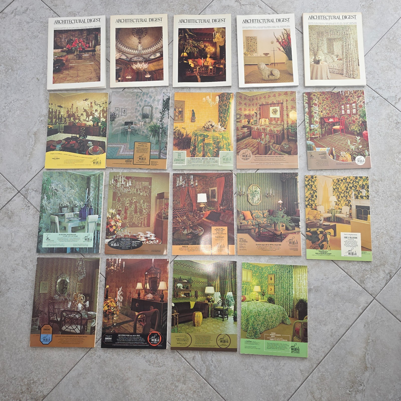 Large Lot Of 19 ARCHITECTURAL DIGEST MAGAZINES Vintage 1970’s