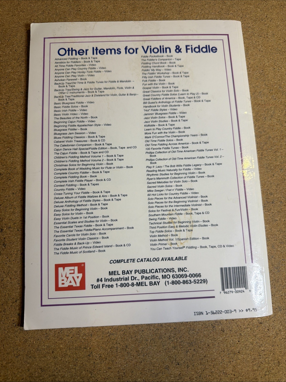 Beginner Bluegrass Violin Songbook Mel Bay You Can Teach Yourself Fiddling VG