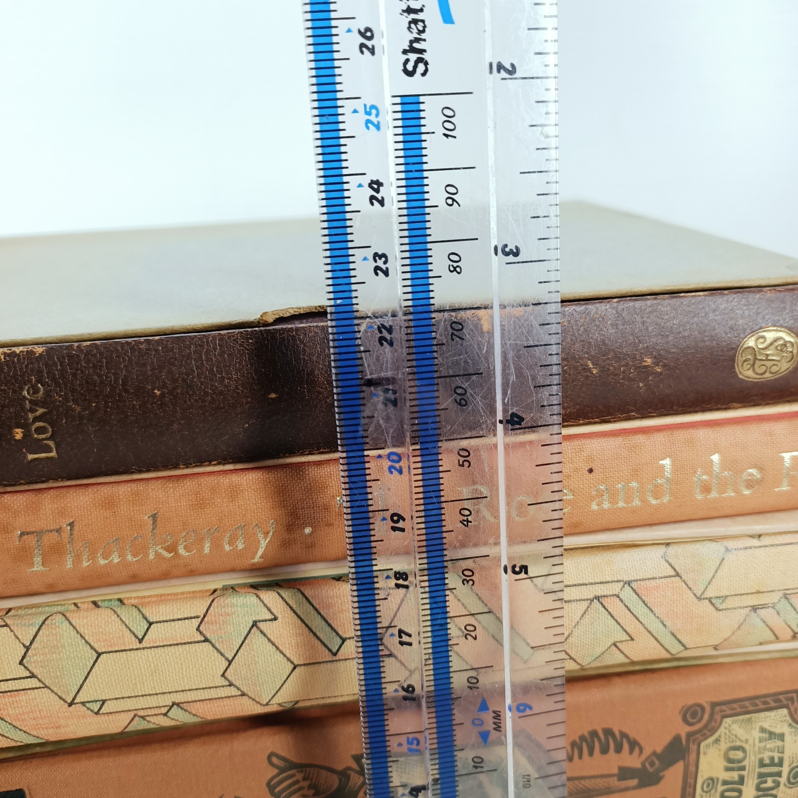7x Folio Society Shelf Orange Beige Fill Decor Stage Props 22cm Linear Books