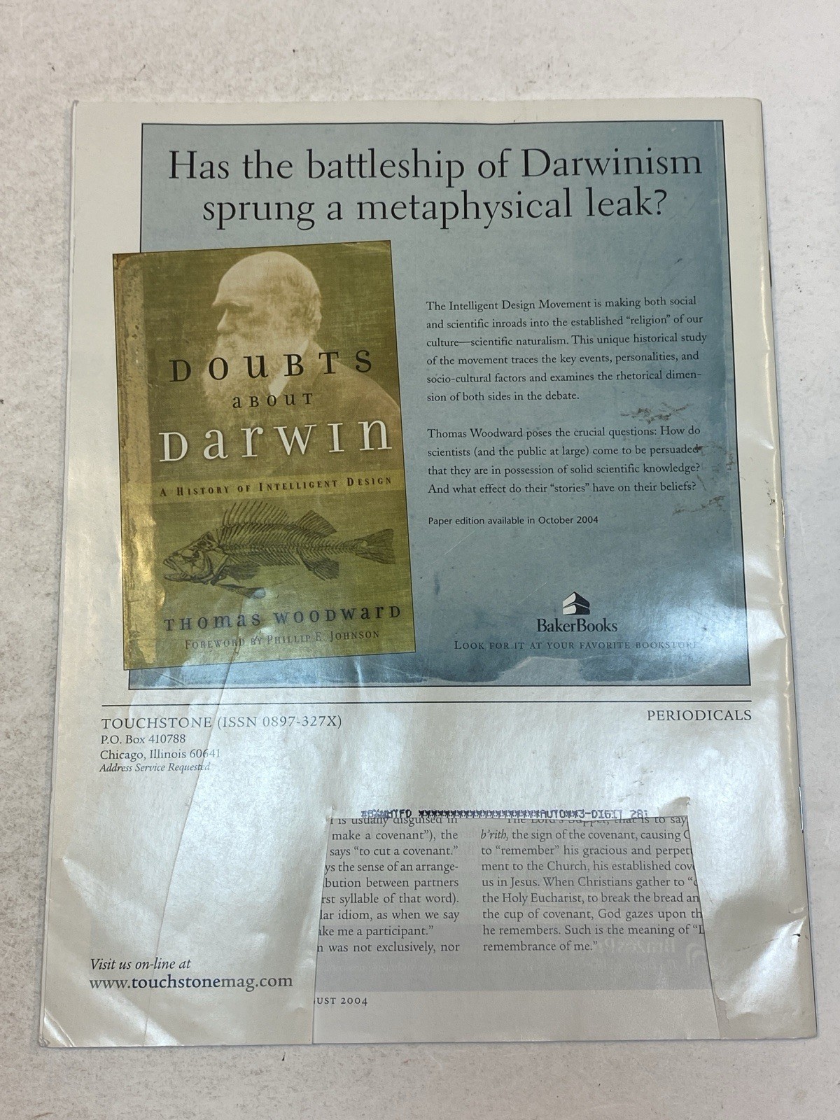 Touchstone Magazine Journal of Mere Christianity July 8 2004 Darwin Naturalism