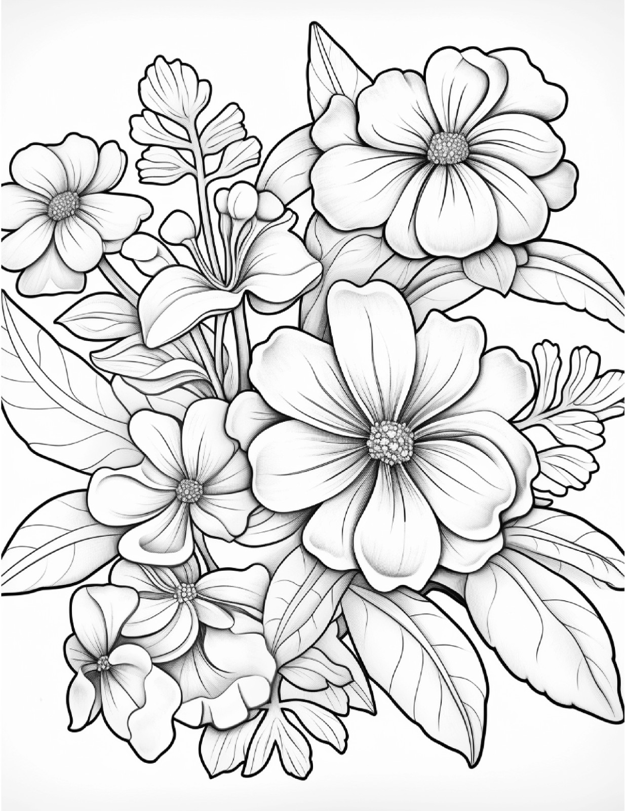 Relaxing Flowers Coloring Book