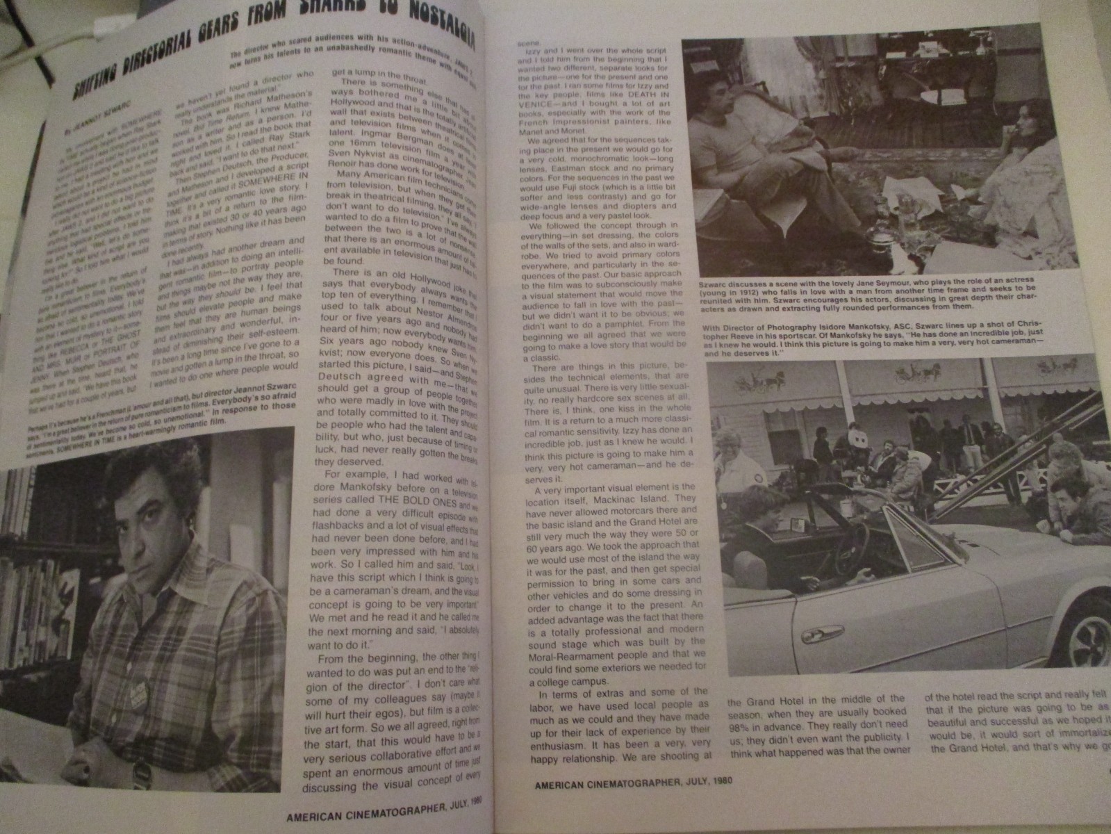 Somewhere in Time, Christopher Reeve – American Cinematographer Magazine 1980