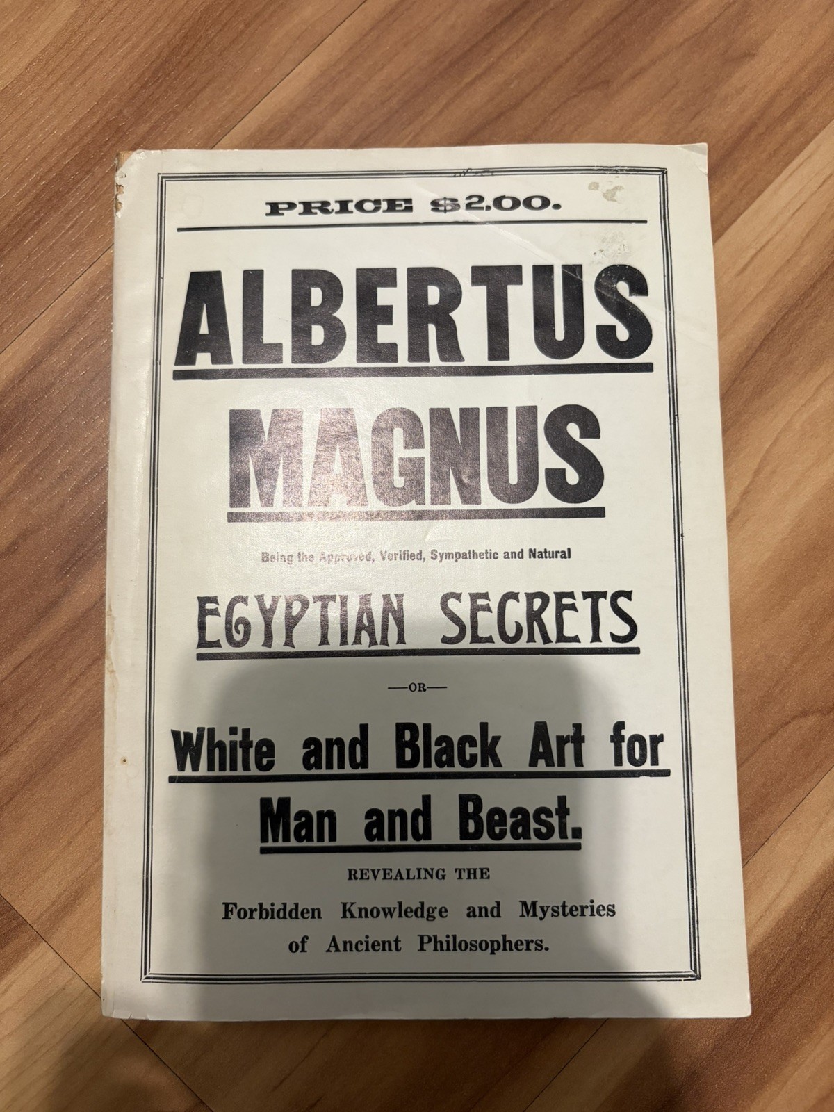VTG Magic Book Albertus Magnus Egyptian Secrets White & Black Art For Man Beast