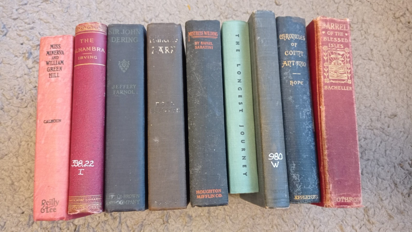 Lot of 9 Antique 100+ years old Decorative Hardcover Books library staging decor