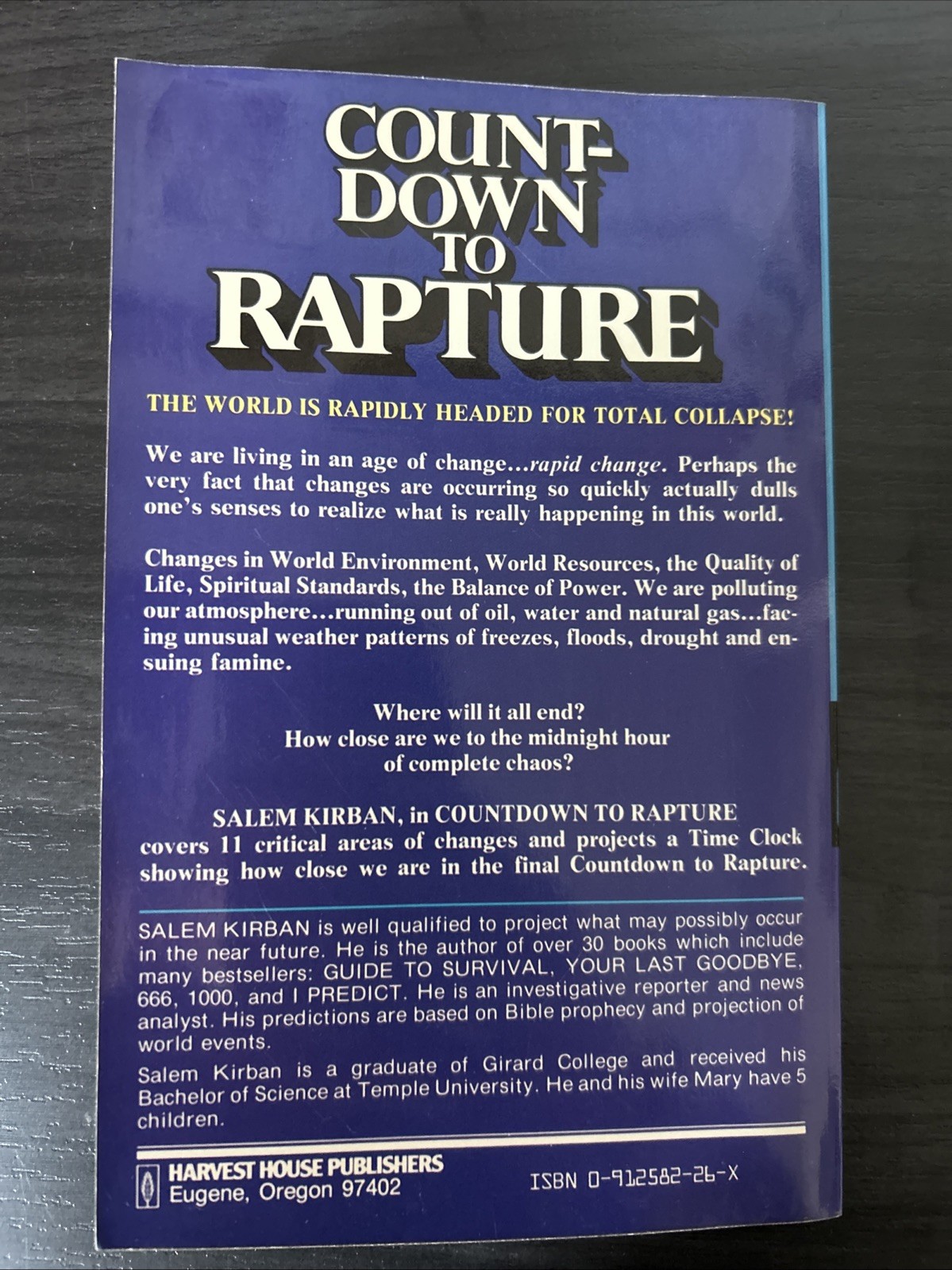 Countdown To Rapture – Salem Kirban- 1977 Original Harvest House Edition