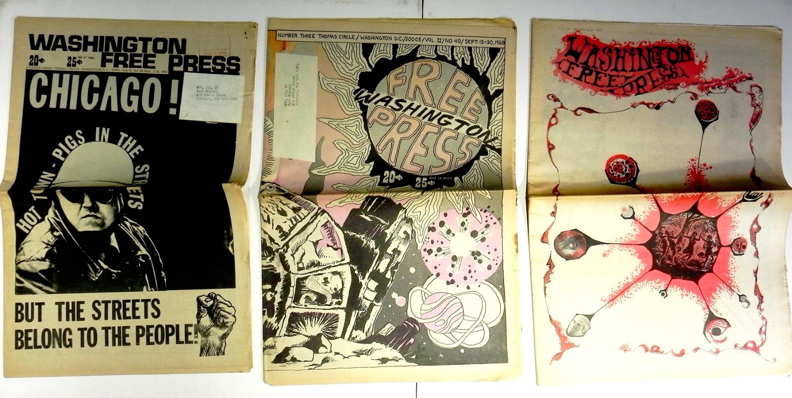 Lot of 38 Issues WASHINGTON DC FREE PRESS 1967-69 Radical Youth Underground USA
