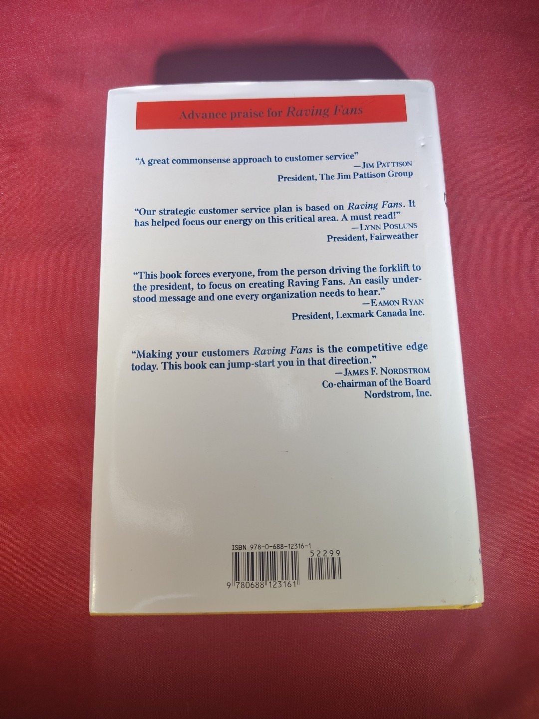 “Raving Fans,” Hard Cover Book by Ken Blanchard & Sheldon Bowles, 138 Pages