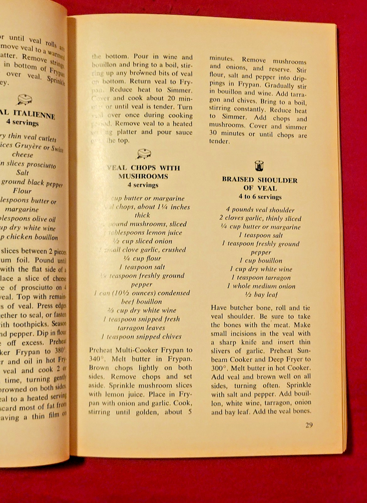VTG 1970 Sunbeam Portable Electric Cookery Cookbook Bonnie Brown Multi Cooker