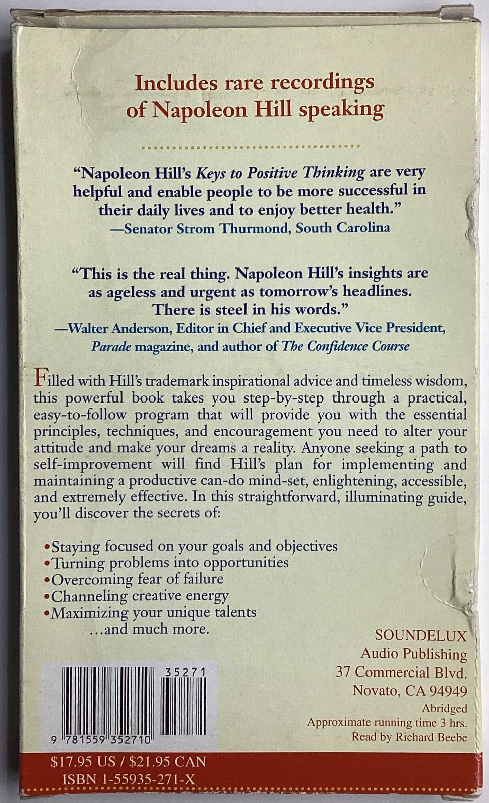 Napoleon Hill’s Keys To Positive Thinking 10 Steps To Health Wealth Success (cas