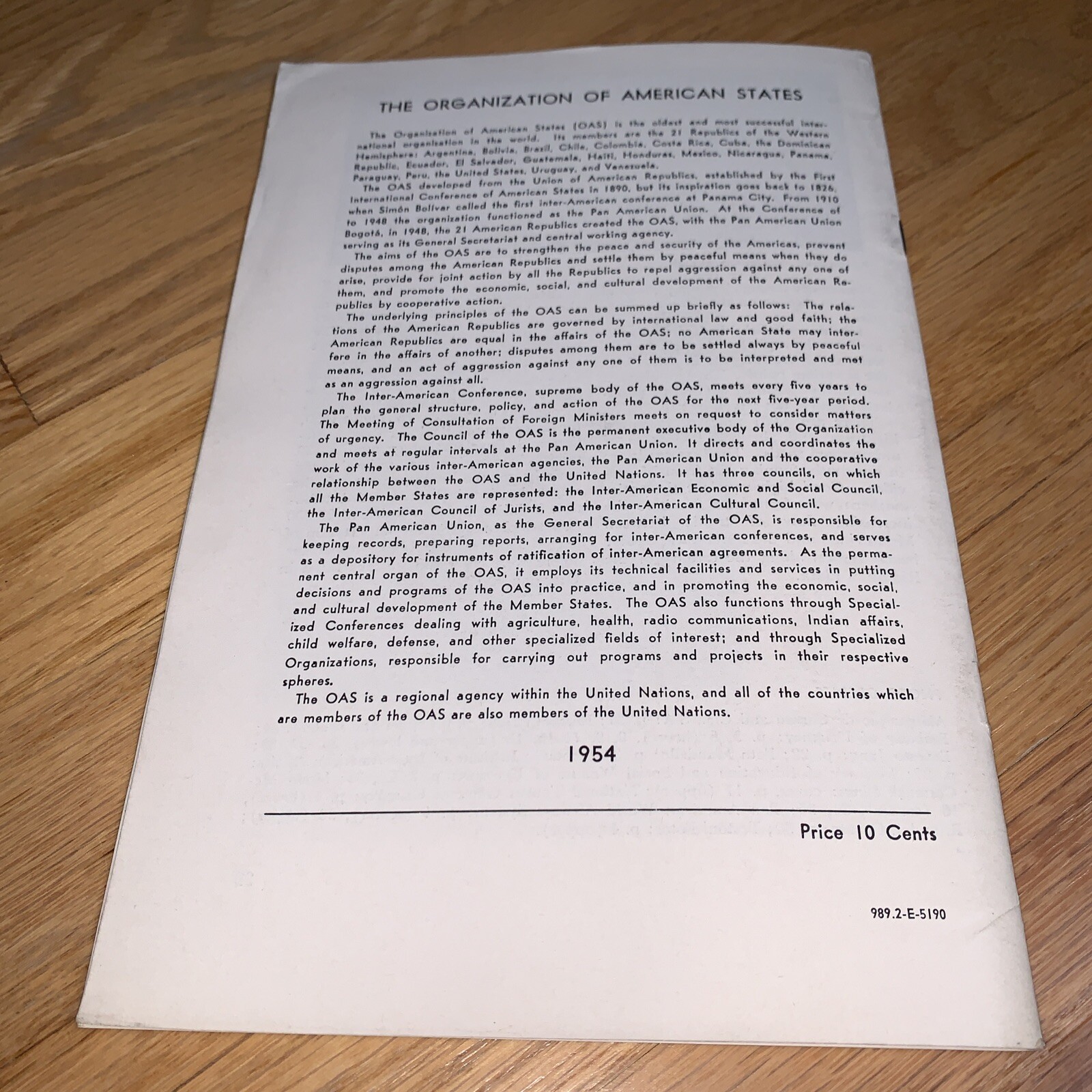 1954 PAN AMERICAN UNION Book – URUGUAY 39 pages