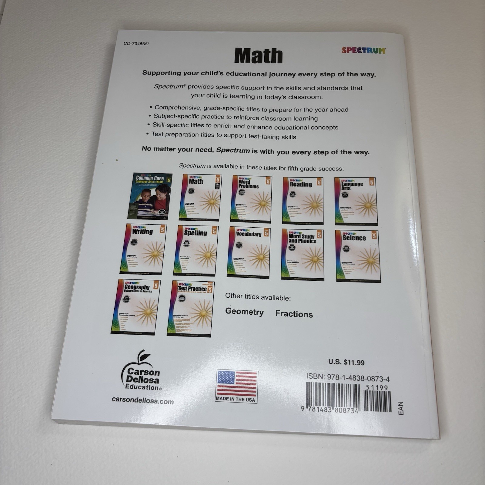 Lot of 5 Grade 5 Workbooks Spectrum Math Science Reading Virginia Test Prep SOL