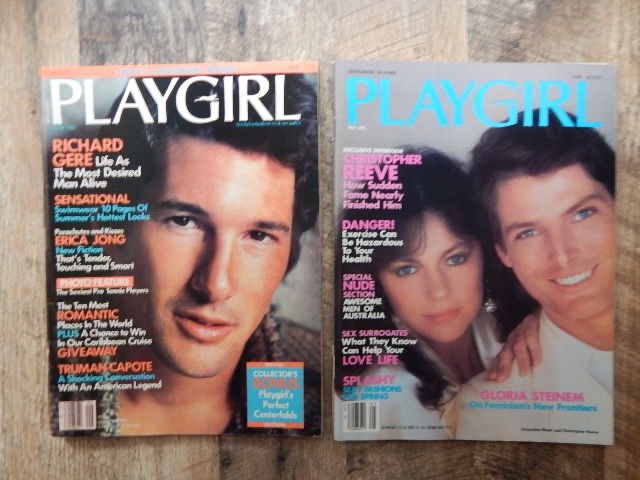 2 Vintage Playgirl Magazines-May 1985 Christopher Reeve & June 1985 Richard Gere