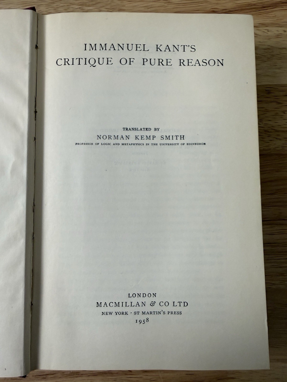 Immanuel Kant Critique of Pure Reason 1958 – Underlined And Notes