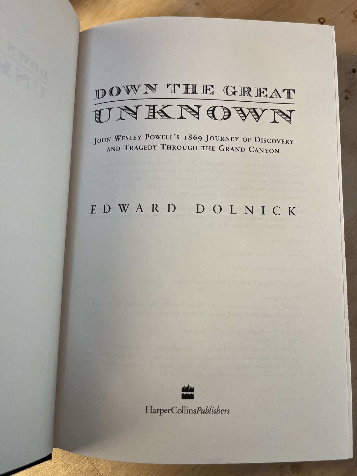 Down the Great Unknown Edward Dolnick 2001 Grand Canyon John Wesley Powell