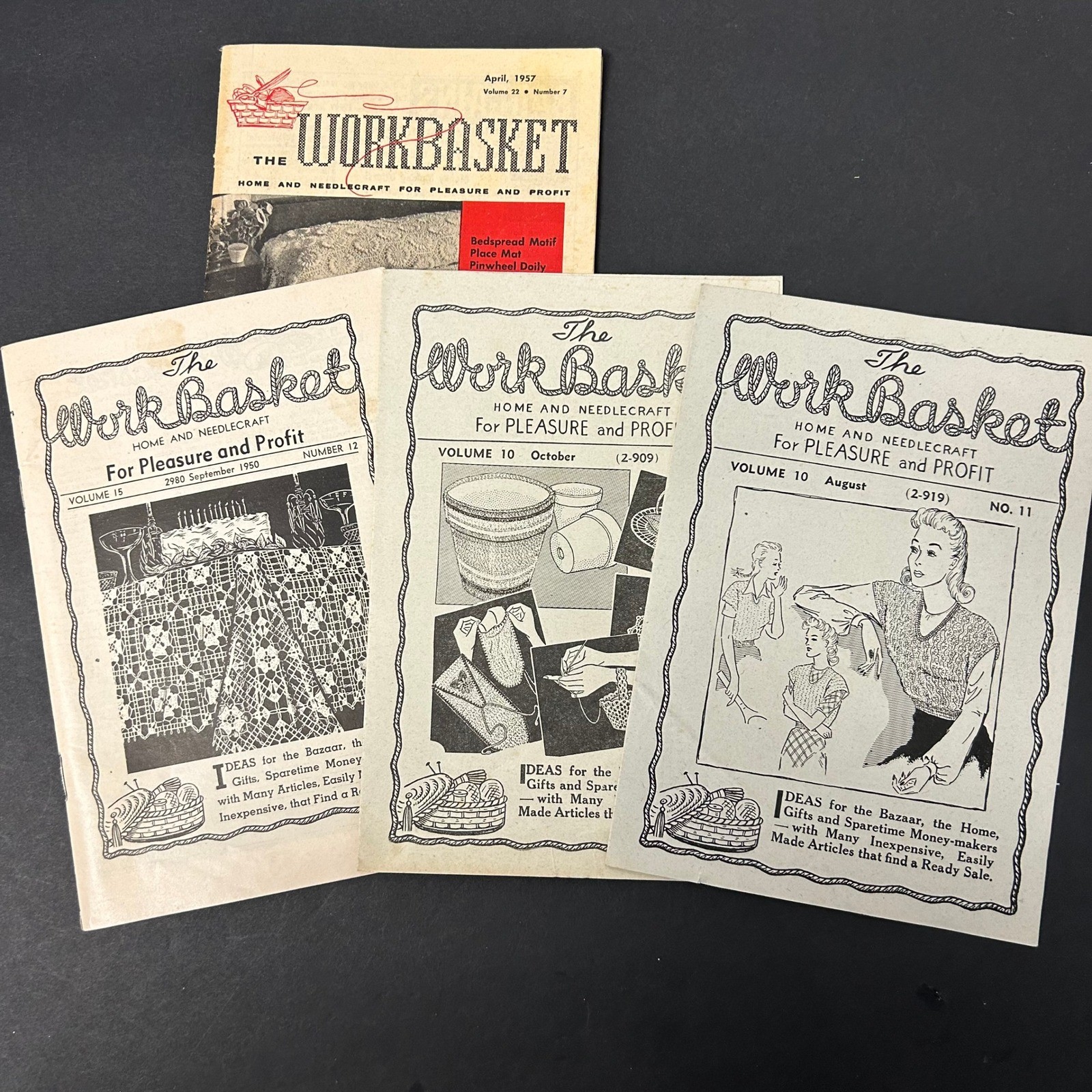 Vintage Workbasket Magazine Lot 4 Issues 1950 1957 Multi Good Needlecraft