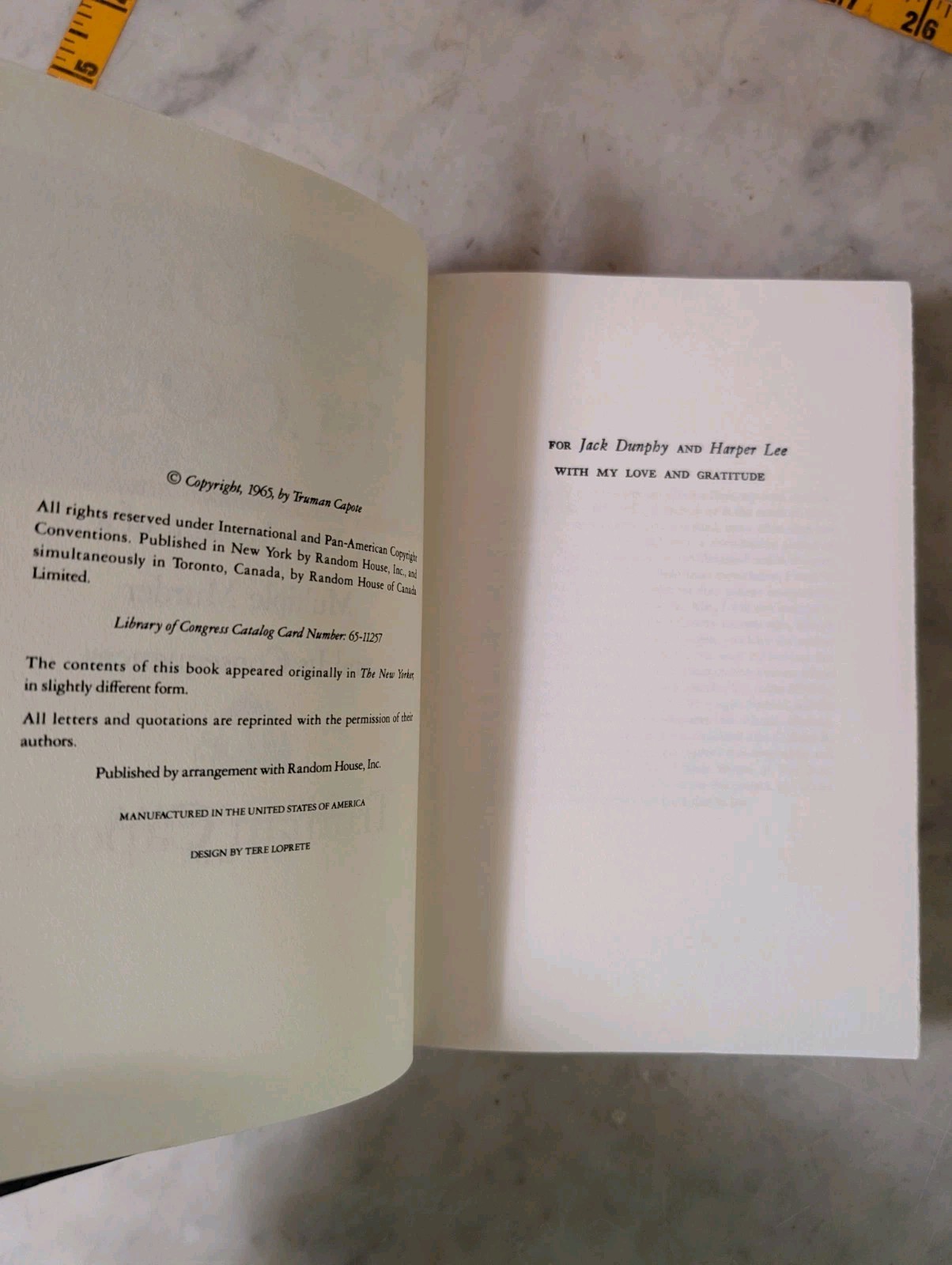 Truman Capote : In Cold Blood HCDJ Random House 1965 BCE Very Good! Hardcover DJ