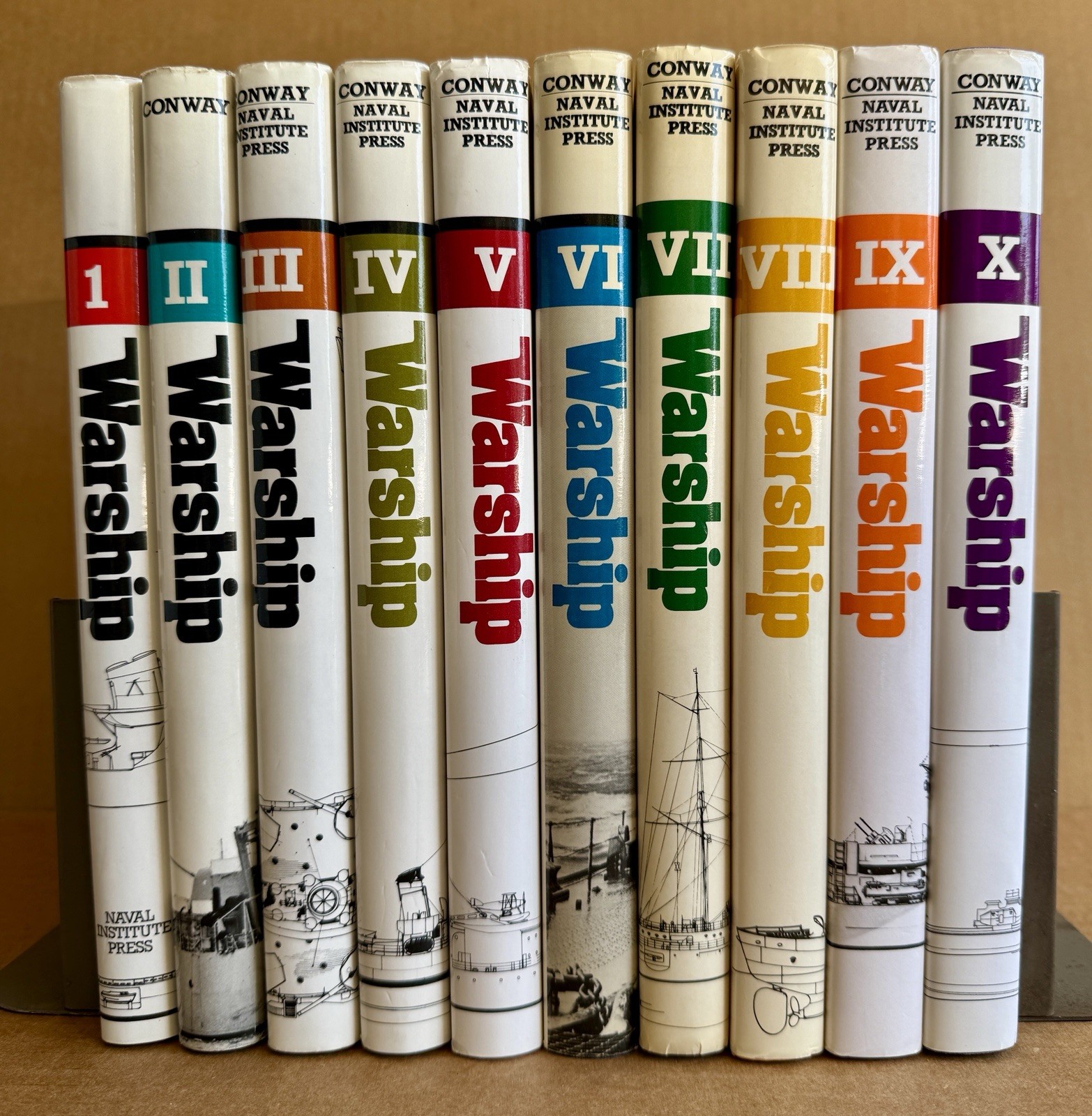 10 Book Set Warship Vol I-X Conway Maritime Naval Institute Press 1977-1986 HCDJ