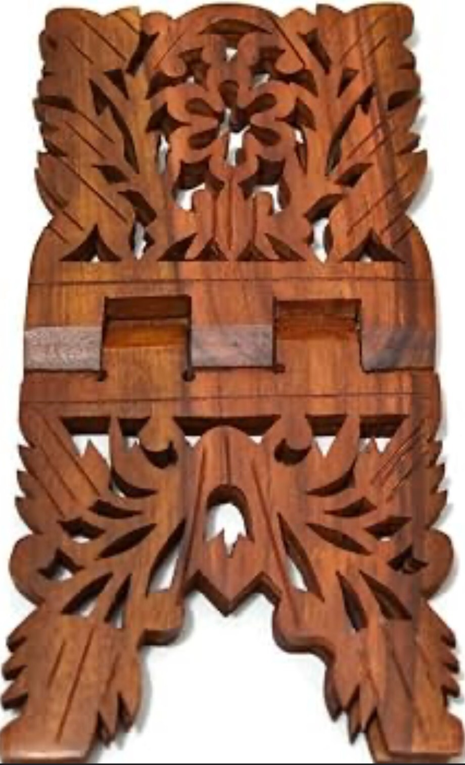 Holybook Holder Stand Unique Holidays Gift Rihal Rehal Rail Wooden Carved 15″x7″